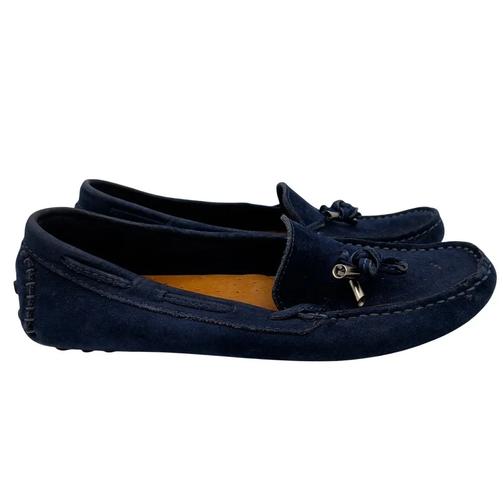 Mercanti Fiorentini Mens Navy Blue Suede Driving‎ Moccasins Tassel MF-3200 5.5B